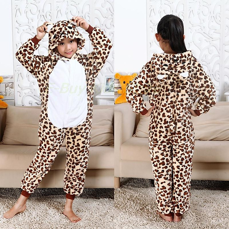Trẻ Em Hoạt Hình Da Báo Kigurumi Đồ Ngủ Có Mũ Nhà Quần Áo Bộ Đồ Ngủ Trẻ Em Onesie Trang Phục Hóa Trang Bé Trai Bé Gái Kỳ Lân Bộ Đồ Ngủ