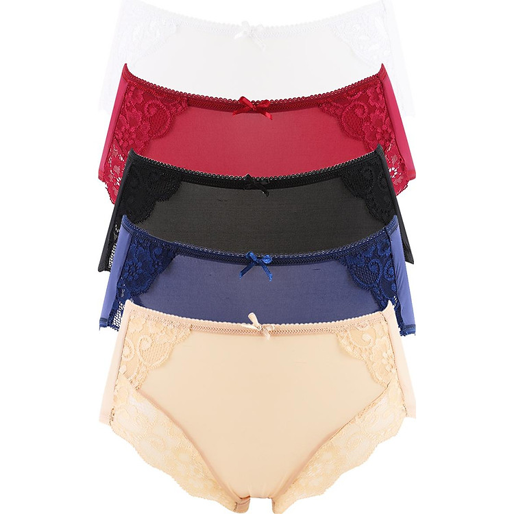 Bộ 5 Quần Lót Nữ Thun Lạnh Phối Ren Mignon QN015 - Màu Ngẫu Nhiên