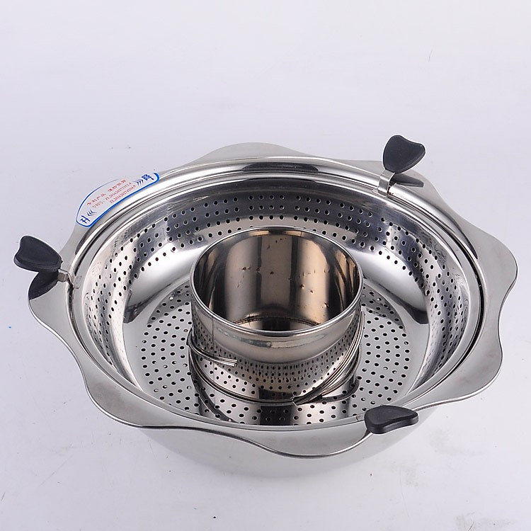 Nồi Lẩu xoay inox 2 trong 1 cao cấp (dùng cả bếp từ, bếp ga)