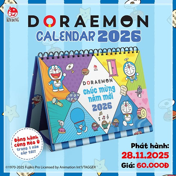 Lịch Bàn Doraemon 2024 - 2025 - 2026 chính hãng Kim Đồng (Chang Book)