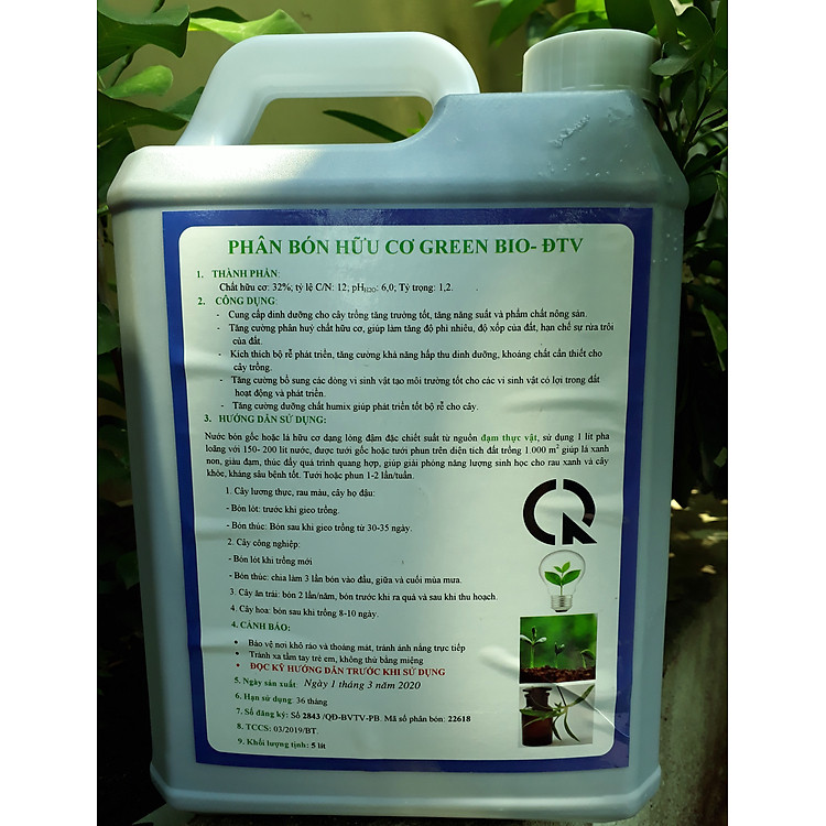 5L Phân Hữu Cơ Vi Sinh Can 5L pha ra 1500L Bón Rau, Cây Ăn Trái & Hoa Cảnh