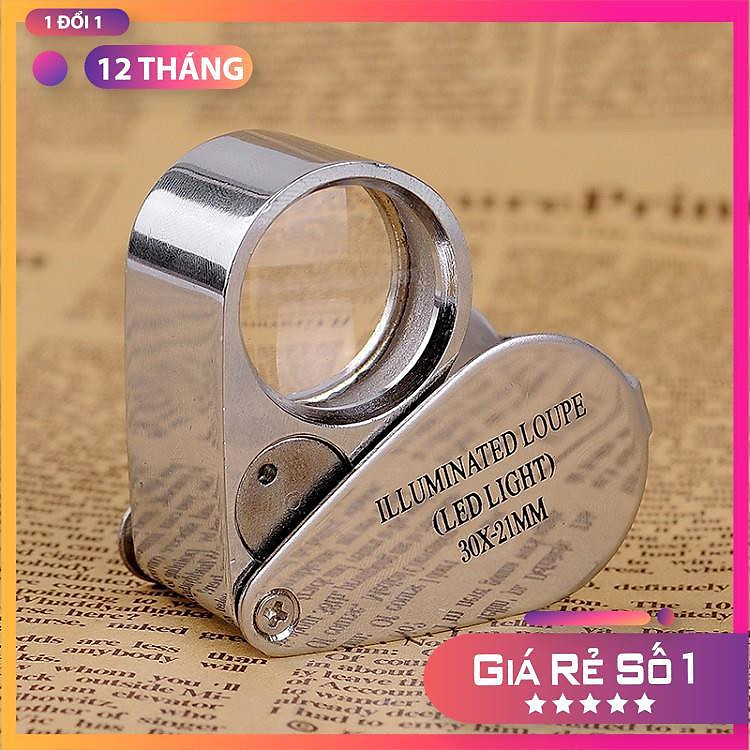 Kính Lúp Mini 30X ️FREESHIP️ Kính Lúp Móc Khóa Có Đèn MG21007 đường kính 21mm ( Soi mạch, soi bản in...)