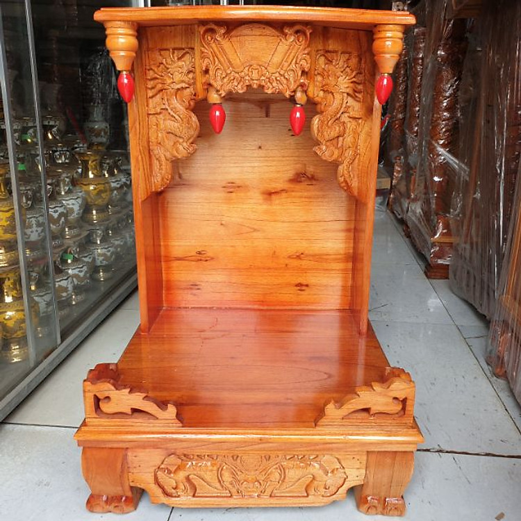 Bàn thờ thần tài ông địa gỗ xoan ngang 48 chân quỳ