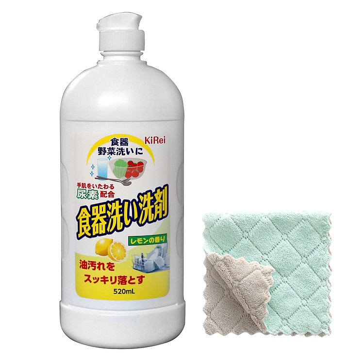 Nước Rửa Chén Bát Nội Địa Nhật Bản Đậm Đặc Kirei 520ml, An Toàn, Tiết Kiệm - Hàng Chính Hãng - Tặng Khăn Lau Bếp Đa Năng