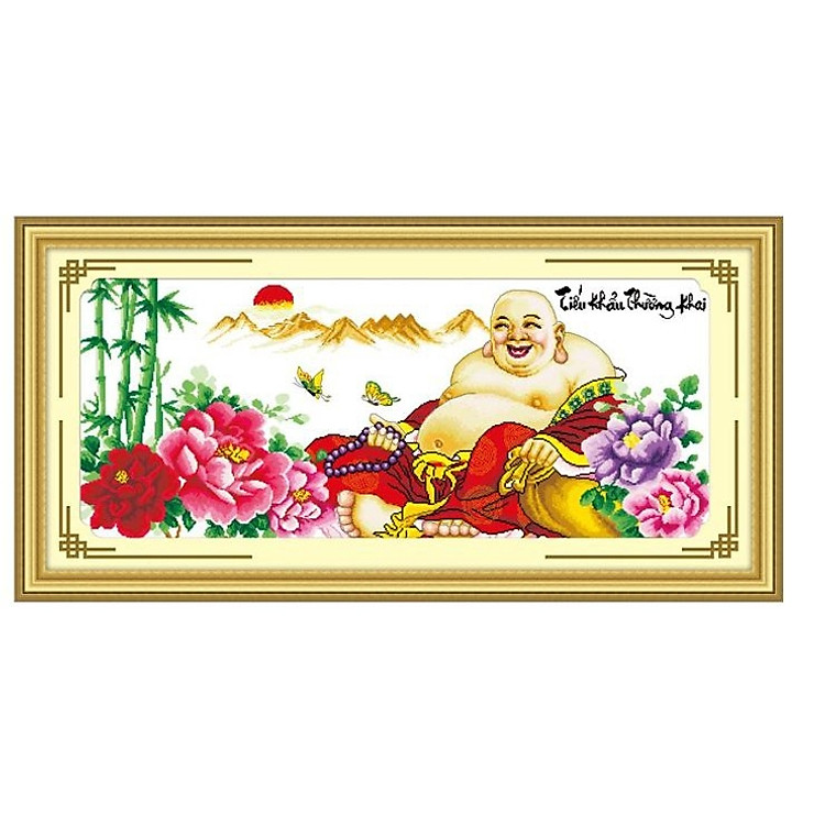 tranh thêu chữ thập Di Lặc 118x57cm - chưa thêu Z588