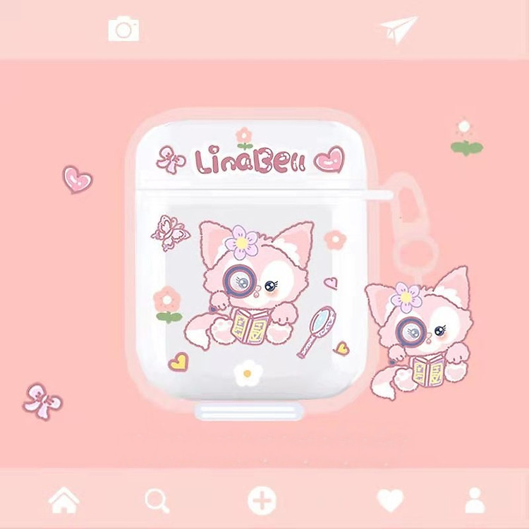 Bao Case Ốp Vỏ Vệ Mèo Lina Bell dành cho Airpods 1/2/ Airpods Pro/ Airpods 3 Kèm khóa treo- Hàng Chính Hãng