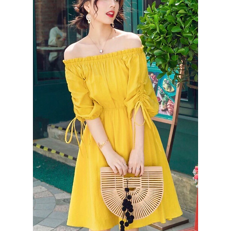 Đầm trễ vai tay rút tiểu thư ( dưới 65kg)XDS166