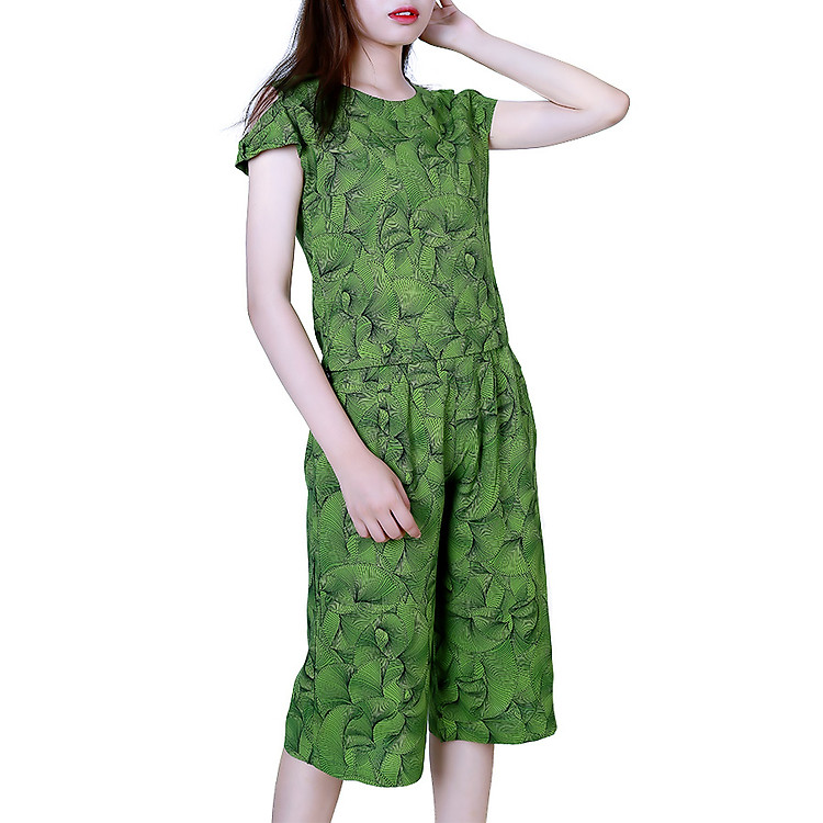 Bộ mặc nhà lanh (tole) Vicci BST.075.2 quần ống sớ trẻ họa tiết sò kẻ nền xanh