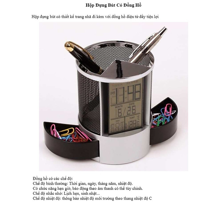 Hộp Đựng Bút Có Đồng Hồ, Lịch Kỹ Thuật Số - Ảnh 6