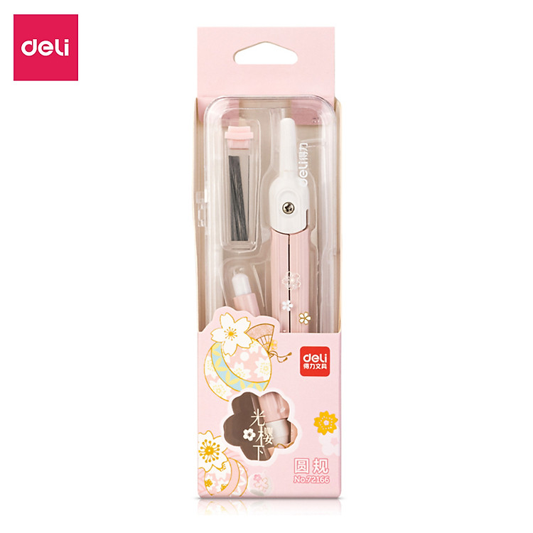 Bộ Compa Bấm Chì 2B Deli (Màu Pastel) - Ảnh 2