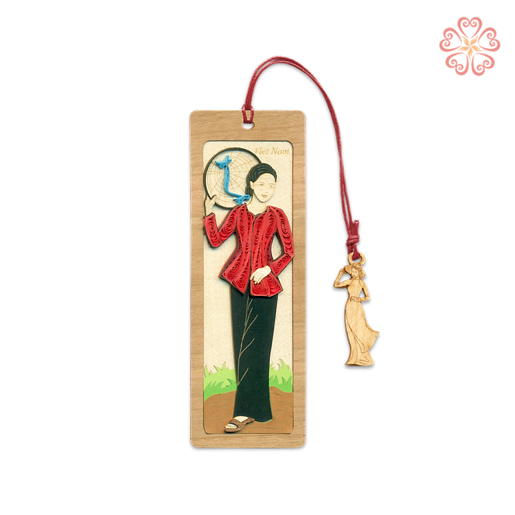 Bookmark Giấy Xoắn Nghệ Thuật - Thiếu Nữ Áo Bà Ba Đỏ - Woman in Red Ao Ba Ba - Việt Nam - Việt Net - VN6BM412008E1