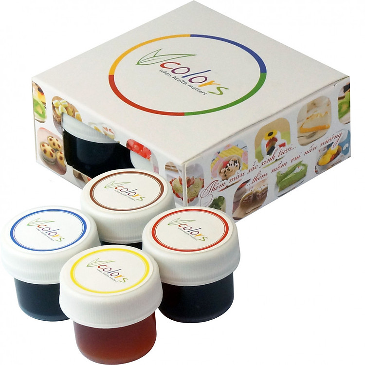 Màu thực phẩm VCOLORS hộp 4 màu