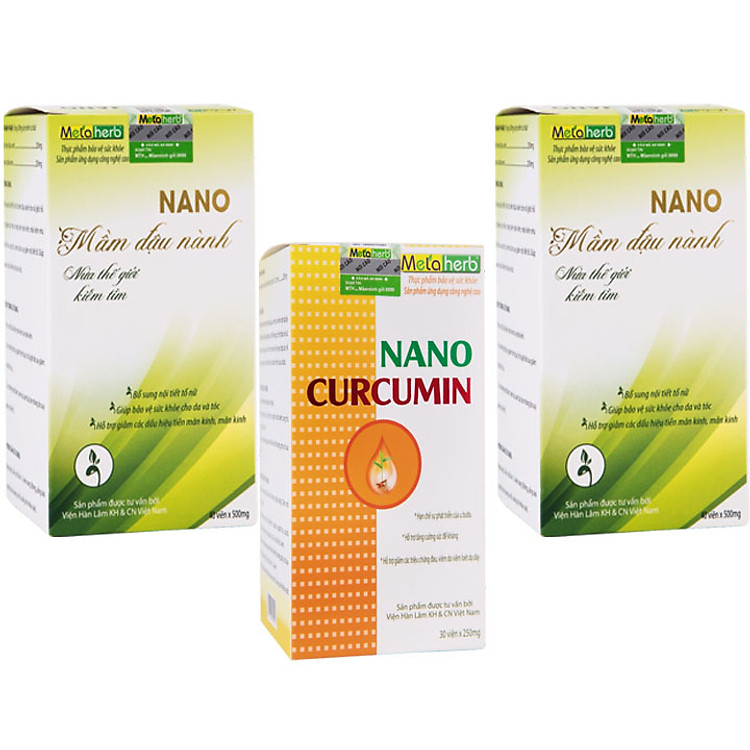 combo 2 hộp mầm đậu nành Metaherb tặng 1 Nano curcumin Metaherb - tăng vòng 1, cân bằng nội tiết tố