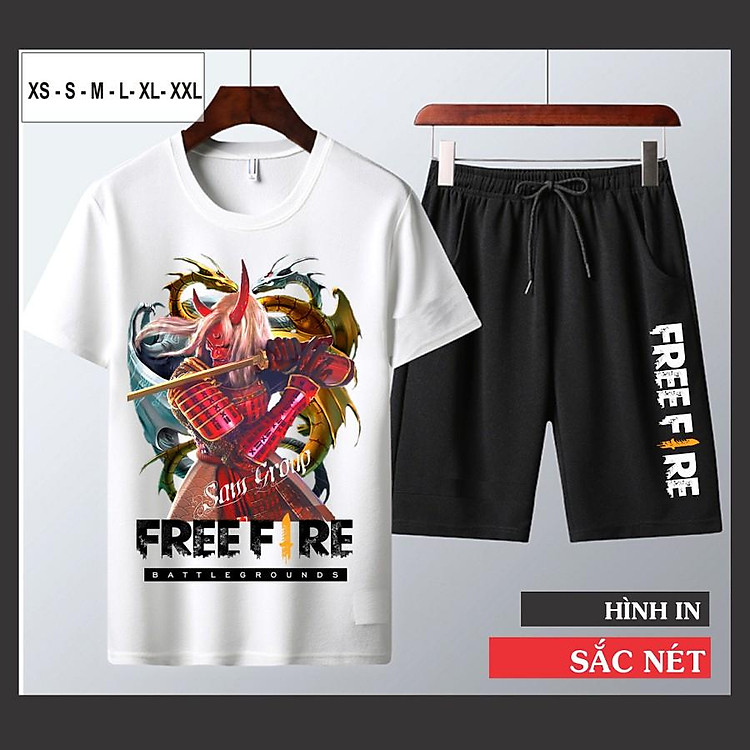 Bộ Quần Áo Thun Nam Free Fire Cổ Tròn Tay Ngắn Cực Hot - Quỷ kiếm