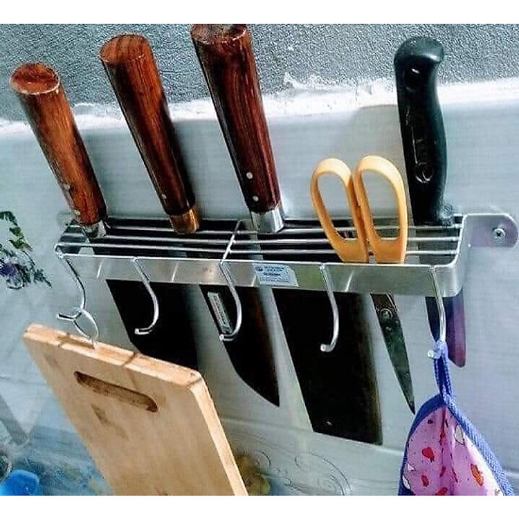 GIÁ CÀI ĐŨA,DAO,THỚT INOX HR - KỆ GÁC DAO, THỚT BẰNG INOX ĐA NĂNG TIỆN LỢI - KỆ CÀI DAO THỚT INOX CÓ MÓC TREO ( SIÊU CHẮC CHẮN )