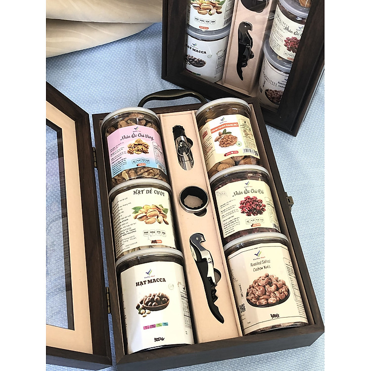 Hộp quà tặng gỗ 6 loại hạt cao cấp - Ảnh 7