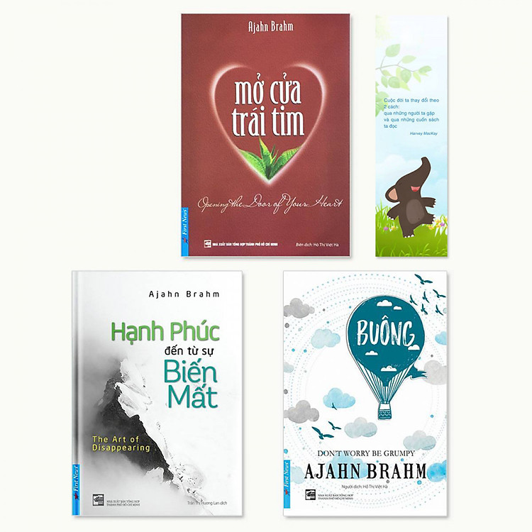 Combo 3 cuốn sách của Ajahn Brahm: Buông Bỏ Buồn Buông, Mở Cửa Trái Tim, Hạnh Phúc Đến Từ Sự Biến Mất (Tặng kèm bookmark danh ngôn hình voi)