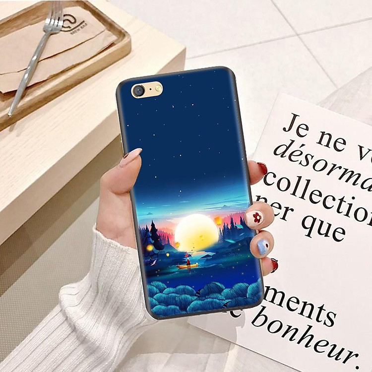 Ốp lưng dành cho điện thoại Oppo A3S Viền dẻo TPU hình Trăng Xanh