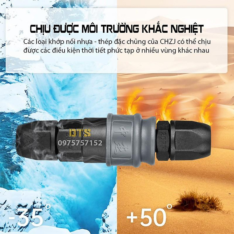 Bộ đầu nối nhanh dây hơi phi 8mm, phi 10mm CHZJ khớp nối nhanh tự động khóa bằng nhựa thép đặc chủng chống va đập