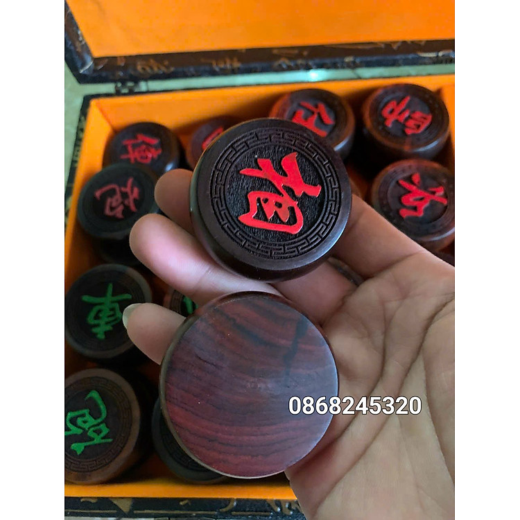 Quân cờ tướng gỗ trắc + hộp Chính hãng Giá rẻ - Hình ảnh 4