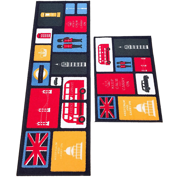 Bộ 2 thảm đế cao su chống trượt 120x40 và 60x40cm hình ô tô