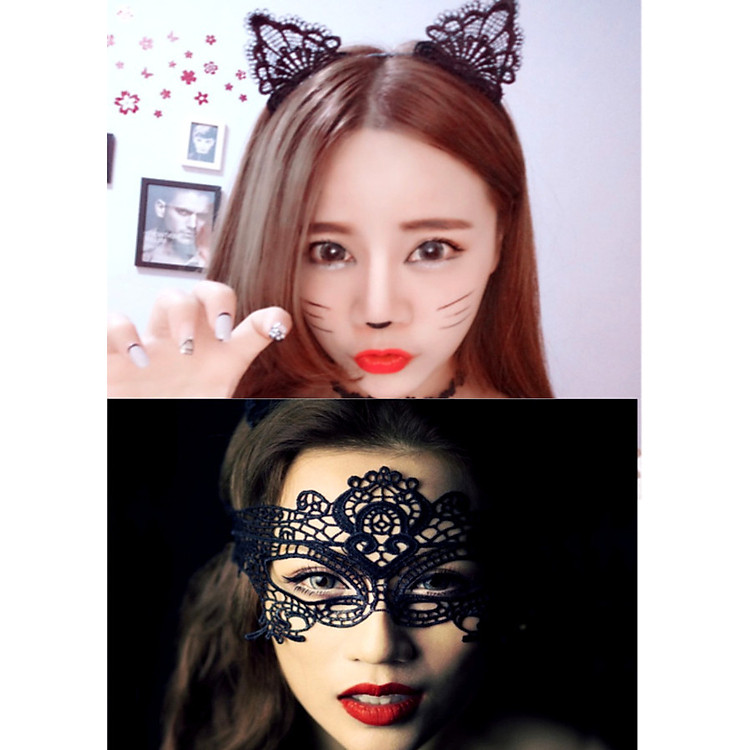 Combo phụ kiện mặt nạ + tai mèo cho đồ ngủ cosplay MN01