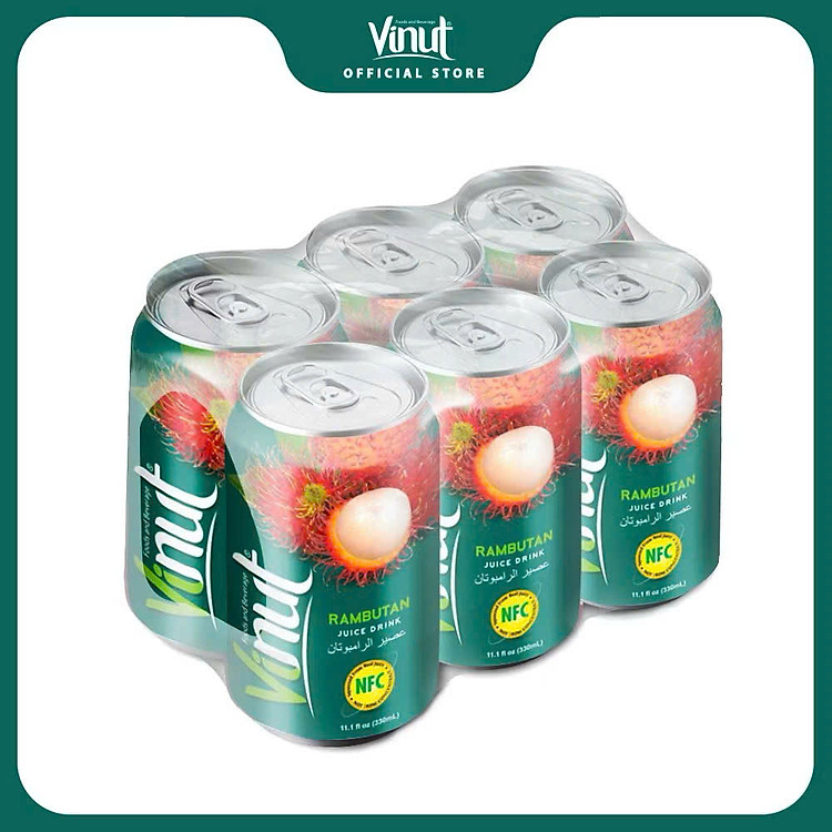 [LỐC 6 LON] Nước ép Chôm Chôm, Nước ép trái cây tươi VINUT. Lon 330ml