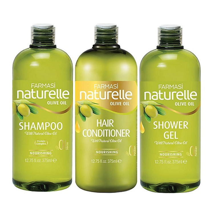 Combo 3 sản phẩm dầu gội - dầu xả - sữa tắm chiết xuất Olive Farmasi 375ml/chai