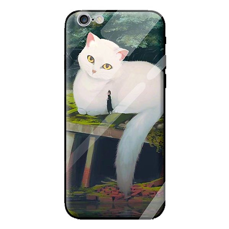 Ốp kính cường lực cho iPhone 6s mẫu MÈO TRẮNG 3 - Hàng chính hãng