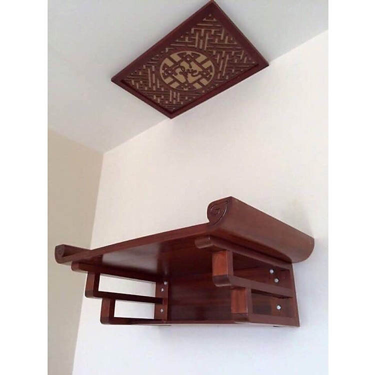 combo bàn thờ treo tường Gỗ Gụ Lào ( tặng tấm chống ám khói )
