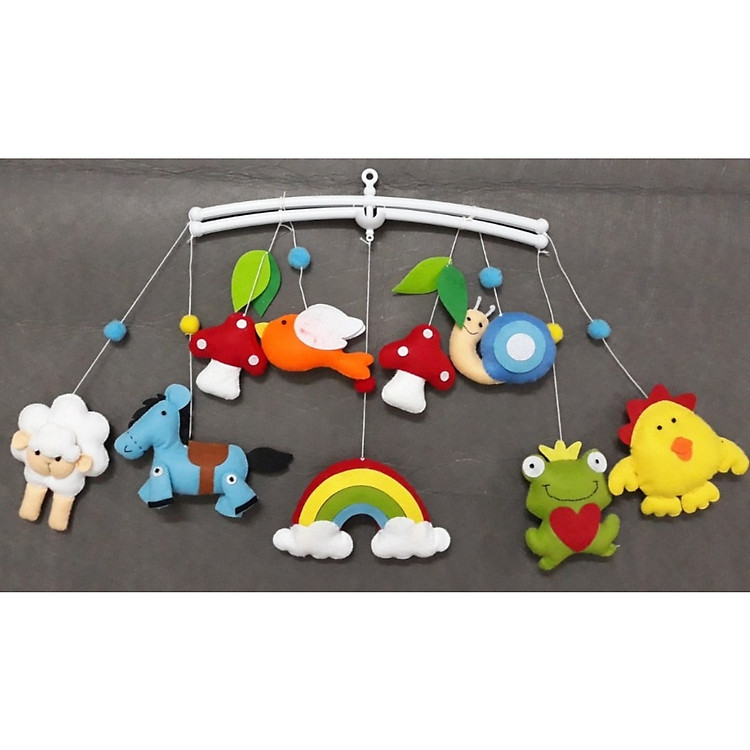 Treo nôi màu sắc handmade động vật vui nhộn kích thích thị giác cho bé