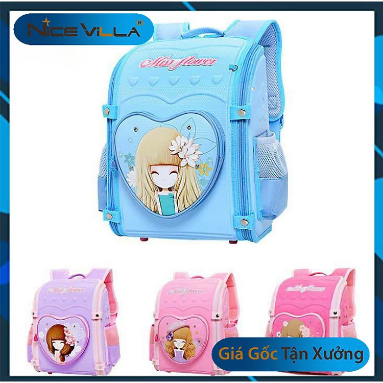 Balo Học Sinh Bé Gái Chống Gù Lưng Miss Flower - Chống Thấm Nước - Ảnh 3