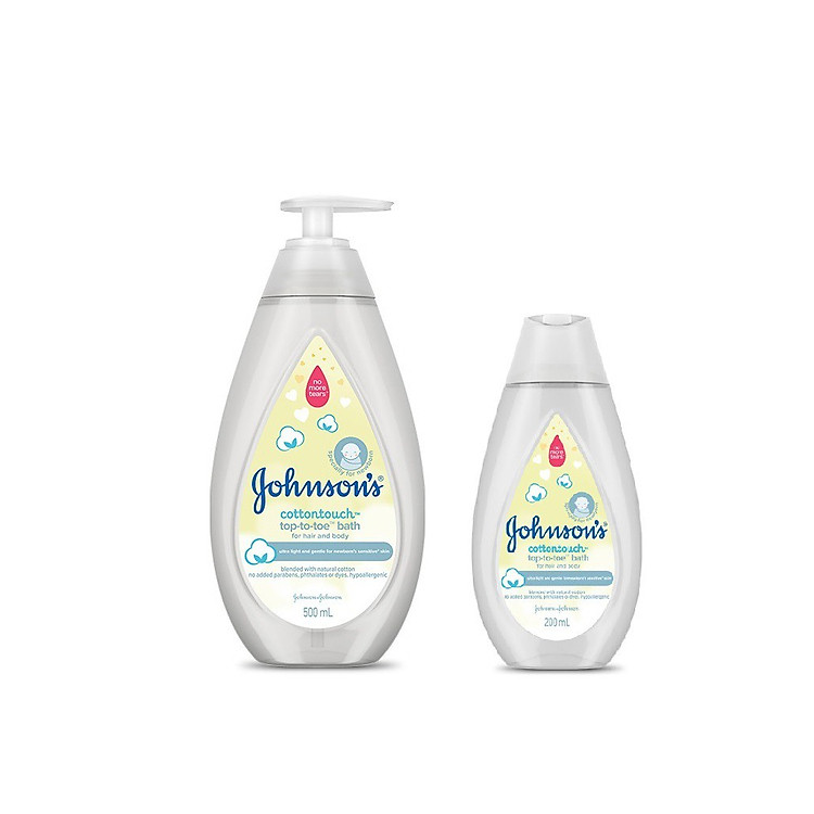 Sữa tắm gội toàn thân mềm mịn Johnson' baby bath Cotton touch 500ml Tặng Sữa tắm gội cùng loại 200ml - 100977934