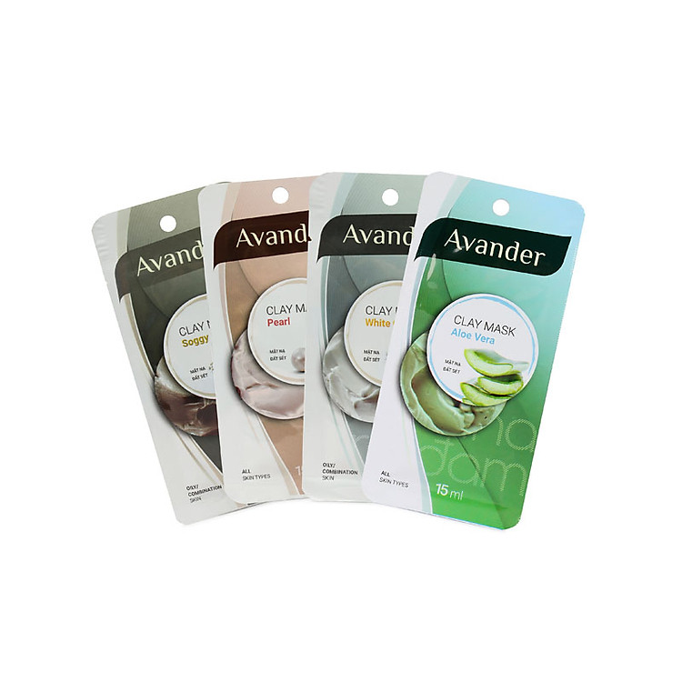 Set 10 Mặt nạ đất sét Avander 15ml (3 MN bùn, 3 MN đất sét ngọc trai, 2 MN đất sét nha đam, 2 Mặt nạ đất sét trắng)