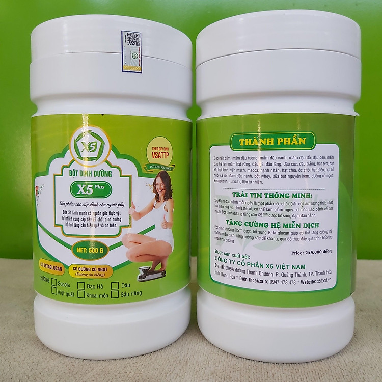 2 Bột ngũ Cốc Dinh Dưỡng X5 Dành Cho Người Gầy: Tăng Cân- An Toàn- Đẹp Da-Giảm Táo Bón-Giúp Ăn Ngon- Ngủ Ngon (Ngũ cốc tăng cân)