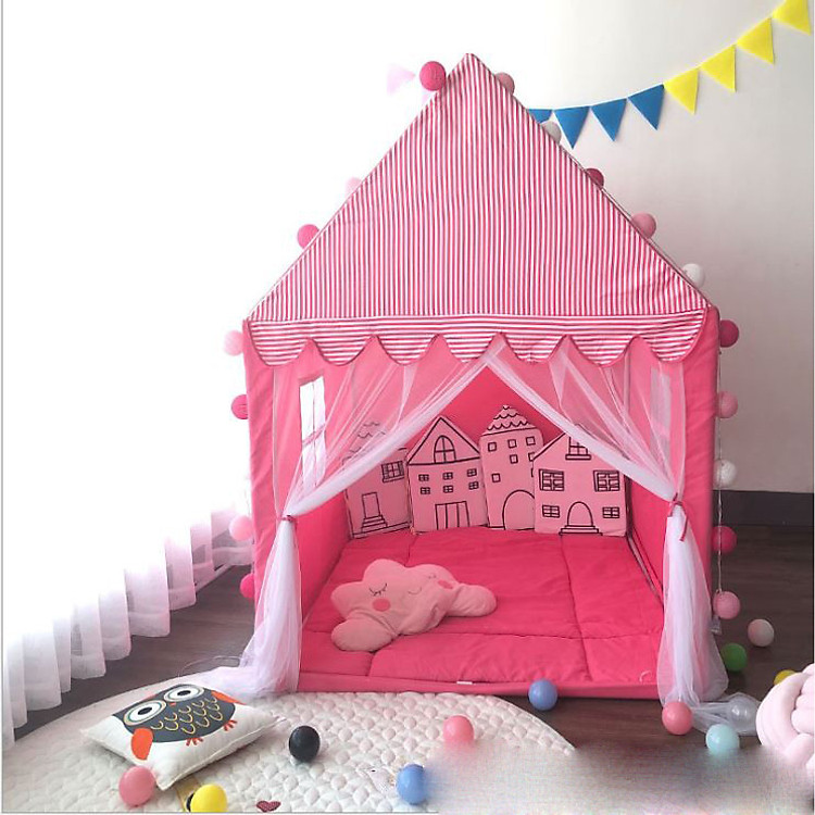 Lều Công Chúa Hoàng Tử Vải Oxford Khung Inox Kích Thước Lớn + Tặng Kèm 1 Dụng Cụ Lấy Ráy Tai Có Đèn