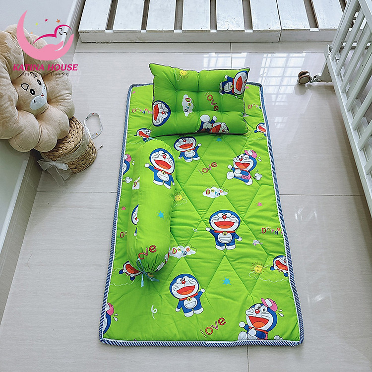 Bộ nệm cho bé đi học mẫu giáo, vải Cotton thoáng mát, phù hợp bé 1-5 tuổi