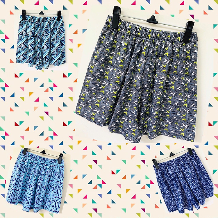 Quần ngắn ngủ nữ, thun cotton, thoáng mát, mặc nhà, đi chơi, ống rộng, lưng thun, co dãn, họa tiết đa dạng