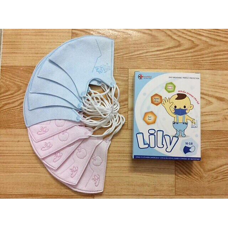 Hộp 10 cái khẩu trang em bé, trẻ em 5D Mask Kids Lily hoặc KF94 trẻ em Hàn Quốc - KN95 trẻ em - Màu ngẫu nhiên
