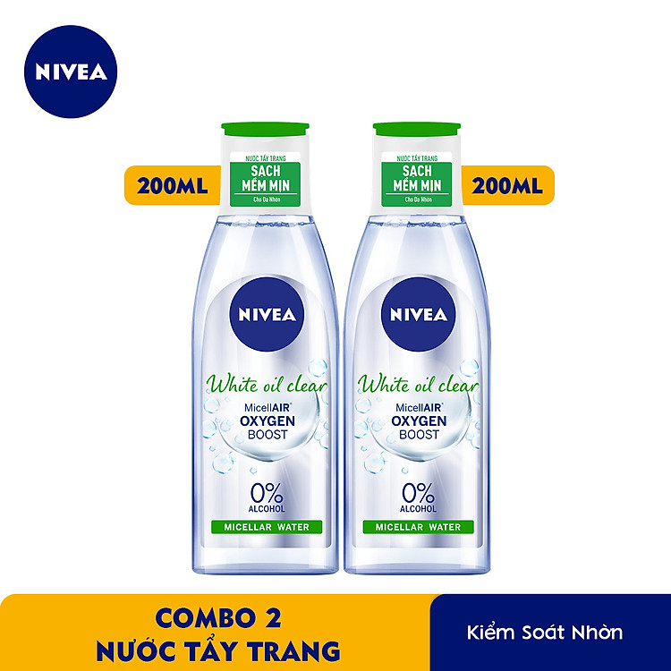 Combo 2 Nước Tẩy Trang NIVEA Kiểm Soát Nhờn Bright Oil Clear Micellar Water (200ml) - 86609