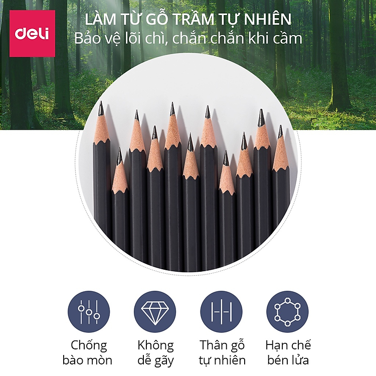 Bộ Bút Chì Phác Thảo Deli (8 chiếc)