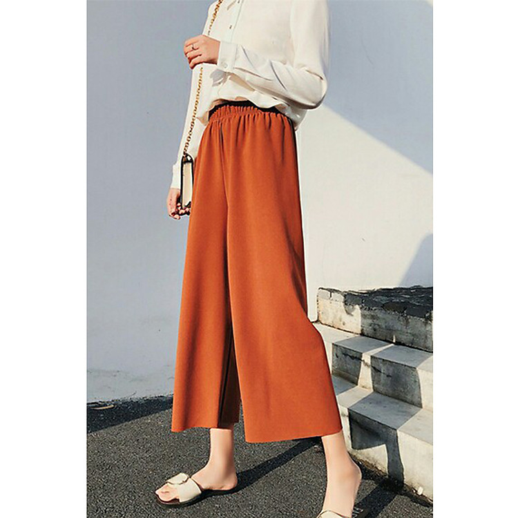 Quần Culottes Ống Rộng Chất Đũi Mát Thời Thượng Nhiều Màu