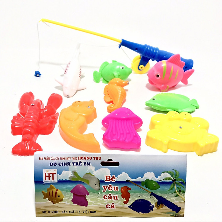 Đồ Chơi Câu Cá Nước Nhựa Việt Nam 1 Cần + 9 Cá