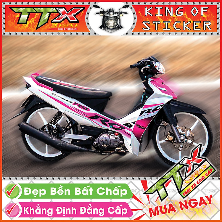 Tem dành cho sirius rc , Tem xe phụ kiện sirius màu hồng chữ đen nền trắng đẹp xuất sắc , Shop TTX team rời sirius mã (S0015/A9)