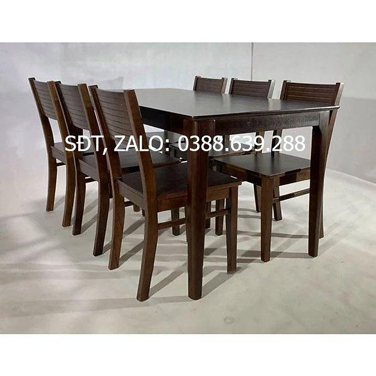 Bộ bàn ăn cherry nâu mặt gỗ 1m65 + 6 ghế cherry Thương hiệu Nội Thất Bình Long