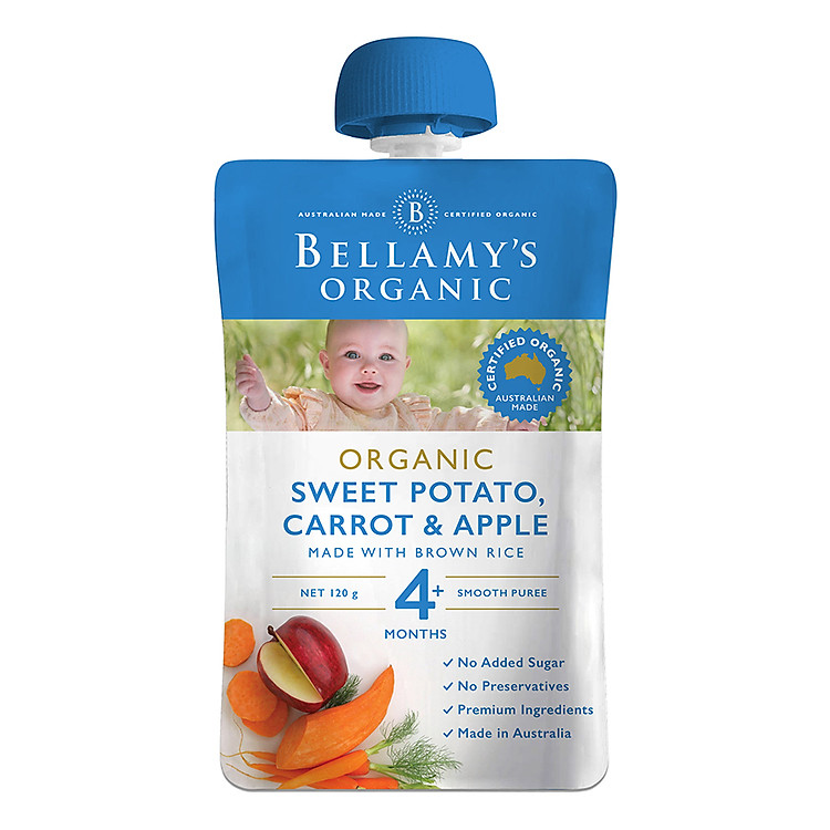 Hỗn Hợp Khoai Lang, Cà Rốt, Táo Hữu Cơ Xay Nhuyễn Bellamy's Organic