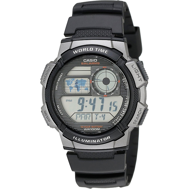 Đồng Hồ Điện Tử Casio AE1000W-1BVCF - Dây Nhựa Viền Mạ Ion Bạc - Pin 10 Năm