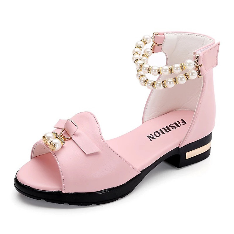 Sandal gắn ngọc điệu đà cho bé gái 3 - 12 tuổi XD44