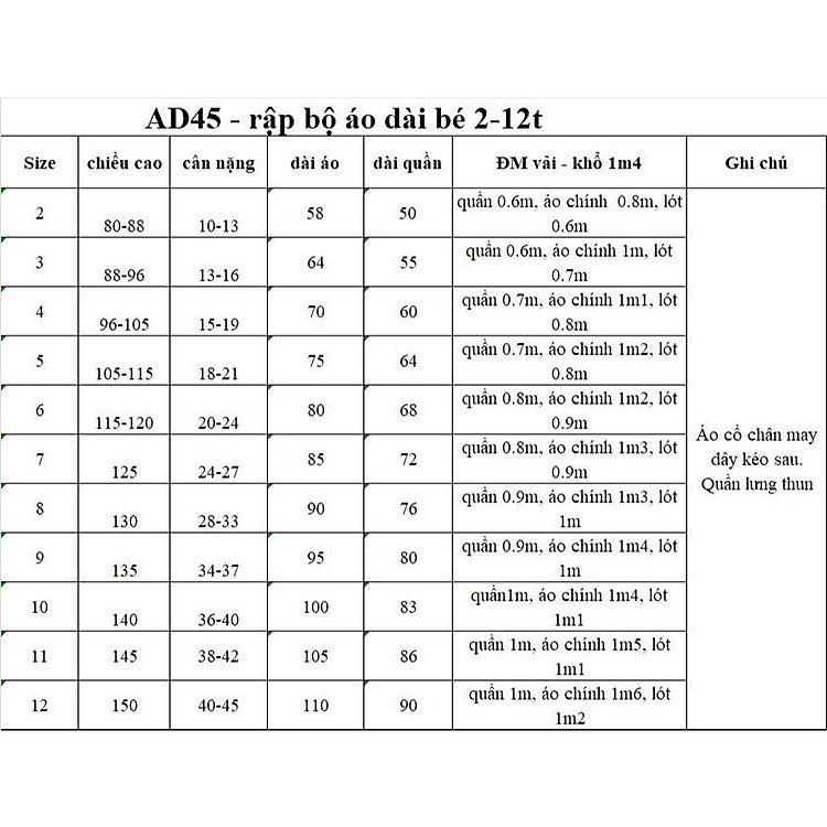 Rập Giấy A0 Áo Dài Voan 2 Lớp AD45 (nguyên bộ) - Ảnh 5
