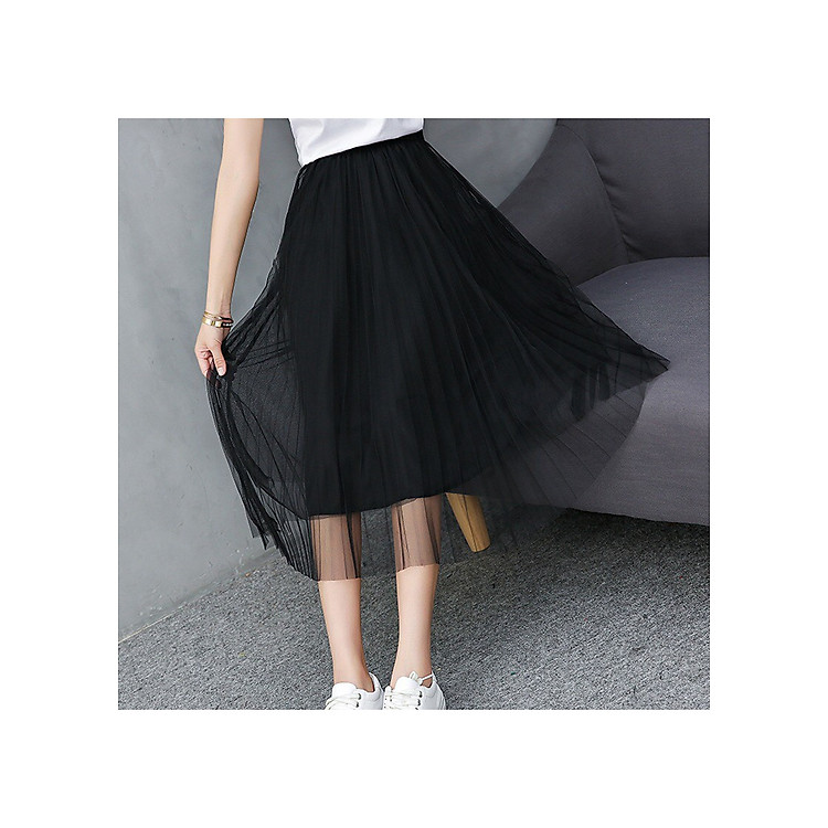 Chân váy xếp ly dài 2 lớp voan duyên dáng